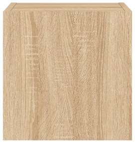 2 db sonoma tölgy színű fali TV-szekrény LED-del 30,5x35x30 cm