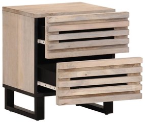 2 db fehérített tömör mangófa éjjeliszekrény 40 x 34 x 46 cm