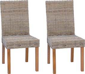 vidaXL Étkezőszék 2 pcs Kubu Szürke 45 x 54 x 93 cm Tömör Mahagóni Fa