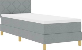 vidaXL LED Box Spring Ágy matracmal Világosszürke 80 x 200 cm szövet