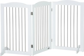 PawHut Kutyaakadály, Ajtóvédő, Összecsukható Kutyaajtó Állvánnyal, 3 Panel, Lépcsőakadály Lépcsőkhöz, Folyosóra, Fehér, 154 x 30 x 80 cm | Aosom