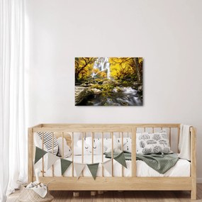 Kép - Vízesések őszi tájban, sárga (70x50 cm)