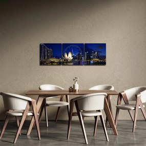 Éjszakai Szingapúr képe (órával) (90x30 cm)