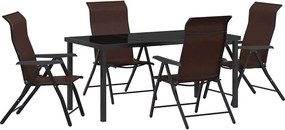 vidaXL Kert étkező szett 5 pcs Barna Porszórt acél