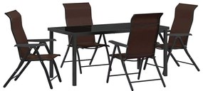 vidaXL Kert étkező szett 5 pcs Barna Porszórt acél