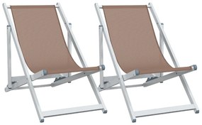 2 db barna alumínium és textilén összecsukható strandszék