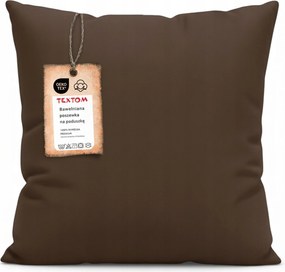 Pamut Párnahuzat 40X40 Csokoládé Szuper Minőségű Rejtett Cipzár Lengyel