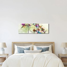 Kép - Virág festménye (órával) (90x30 cm)