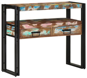 Végasztalok Többszínű 90x33x75 cm Tömör újrahasznosított fa és fém