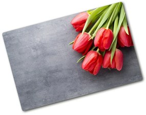 Üveg vágódeszka Piros tulipánok pl-ko-80x52-f-99719823