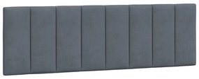 sötétszürke bársony ágykeret LED-es világítással 160 x 200 cm