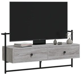 szürke sonoma színű szerelt fa fali TV szekrény 100,5x30x51 cm