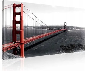 Vászonkép 100x75 Híd a ködön át Piros akcentus High-tech iroda
