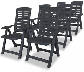 6 db antracitszürke dönthető műanyag kerti szék