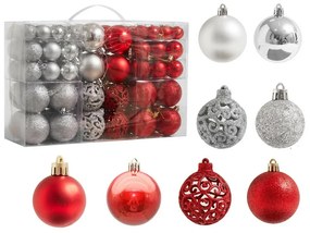 4Home Noel karácsonyi dísz készlet, 100 db-os, ezüst és piros