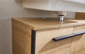 Natúr színű fali mosdó alatti szekrény tölgyfa dekorral 53x60 cm Quickset 395 – Pelipal