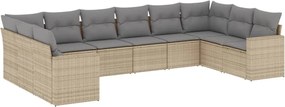 vidaXL 10 részes bézs polyrattan kerti ülőgarnitúra párnával
