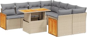 vidaXL 9 részes bézs polyrattan kerti ülőgarnitúra párnákkal