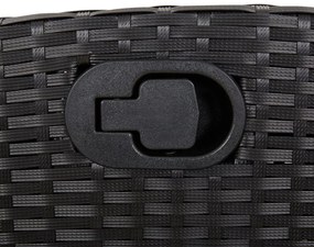 3 részes fekete polyrattan kerti étkezőgarnitúra párnákkal
