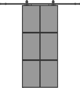 vidaXL fekete edzett üveg tolóajtó fémszerelék szettel 90x205 cm