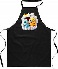 Konyhai Kötény pamut fekete lyuk Madárka pár FA_492_cz