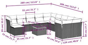 12 részes bézs polyrattan kerti ülőgarnitúra párnákkal