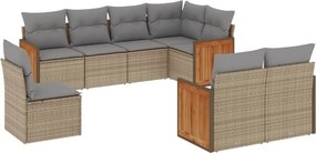 vidaXL 8 részes bézs polyrattan kerti ülőgarnitúra párnával