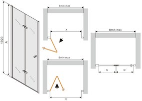 Mexen LIMA zuhany összecsukható ajtó zuhanykabinhoz 80 cm, 856-080-000-01-00