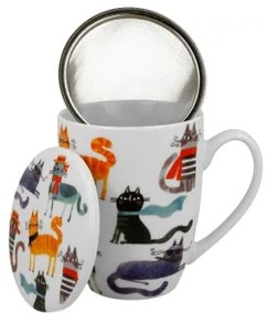 Cicás porcelán bögre tetővel fém szűrővel 360 ml