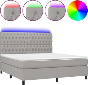 vidaXL világosszürke szövet rugós és LED-es ágy matraccal 160x200 cm