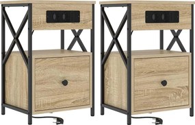 vidaXL Éjjeliszekrény 2 pcs Sonoma tölgy 40 x 31 x 60 cm Faanyag