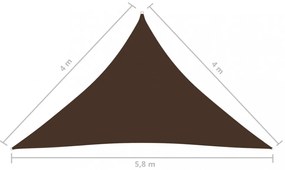 barna háromszög alakú oxford-szövet napvitorla 4 x 4 x 5,8 m