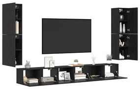 TV szekrény garnitúra 5 pcs Musta tammi Faanyag