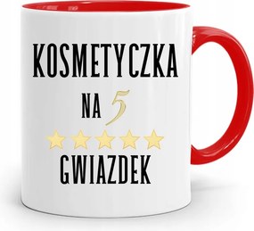 Piros Bögre Kozmetikusnak Ötcsillagos, fényképes nyomattal