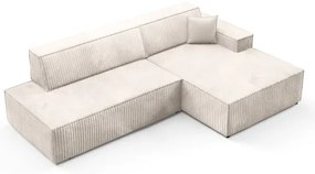 TERAMO L-alakú, ággyá alakítható jobb oldali sarokülőgarnitúra tárolóval, bézs