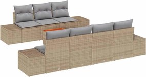 vidaXL Kerti Kanapé Szett párnával 8 pcs Bézs polirattan