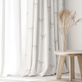 Goldea pamut függöny - latte masnik és csíkok 200x150 cm