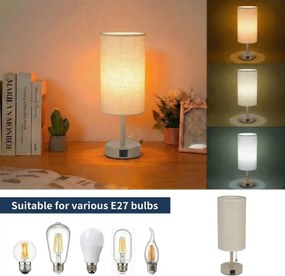 Brilagi - Asztali lámpa USB-porttal TABLON 1xE27/25W/230V bézs/krémszínű