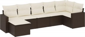 vidaXL 7 részes barna polyrattan kerti ülőgarnitúra párnákkal