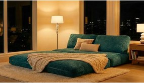 Kékeszöld buklé kinyitható kanapé 150 cm Faster – Mauro Ferretti