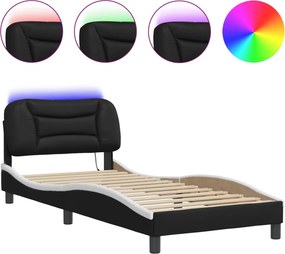 vidaXL fekete és fehér ágykeret LED-ekkel matrac nélkül Hvar 90 x 200 cm