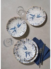 24 darabos porcelán étkészlet, fehér/kék