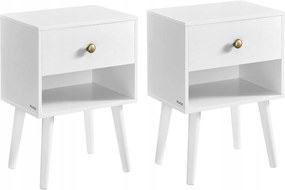 Éjjeli asztal, 2 db, oldalsó asztal fiókkal és nyitott polccal 28x39x55 cm,