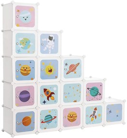 15 kockás játéktároló, játékrendező szekrény, 153 x 31 x 153 cm | SONGMICS