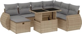 vidaXL 8 részes bézs polyrattan kerti ülőgarnitúra párnával
