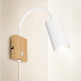 Brilagi - Állítható fali lámpa SELE 1xGU10/30W/230V fehér/tölgy dekor