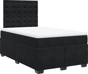 vidaXL fekete bársony rugós ágy matraccal 120 x 200 cm