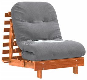 viaszbarna tömör fenyőfa futon kanapéágy matraccal 70x206x11 cm