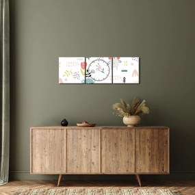Kép - Állatok a réten (órával) (90x30 cm)