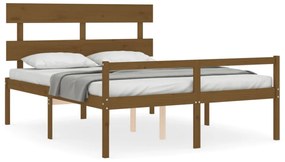 mézbarna tömör fa ágy időseknek fejtámlával King Size